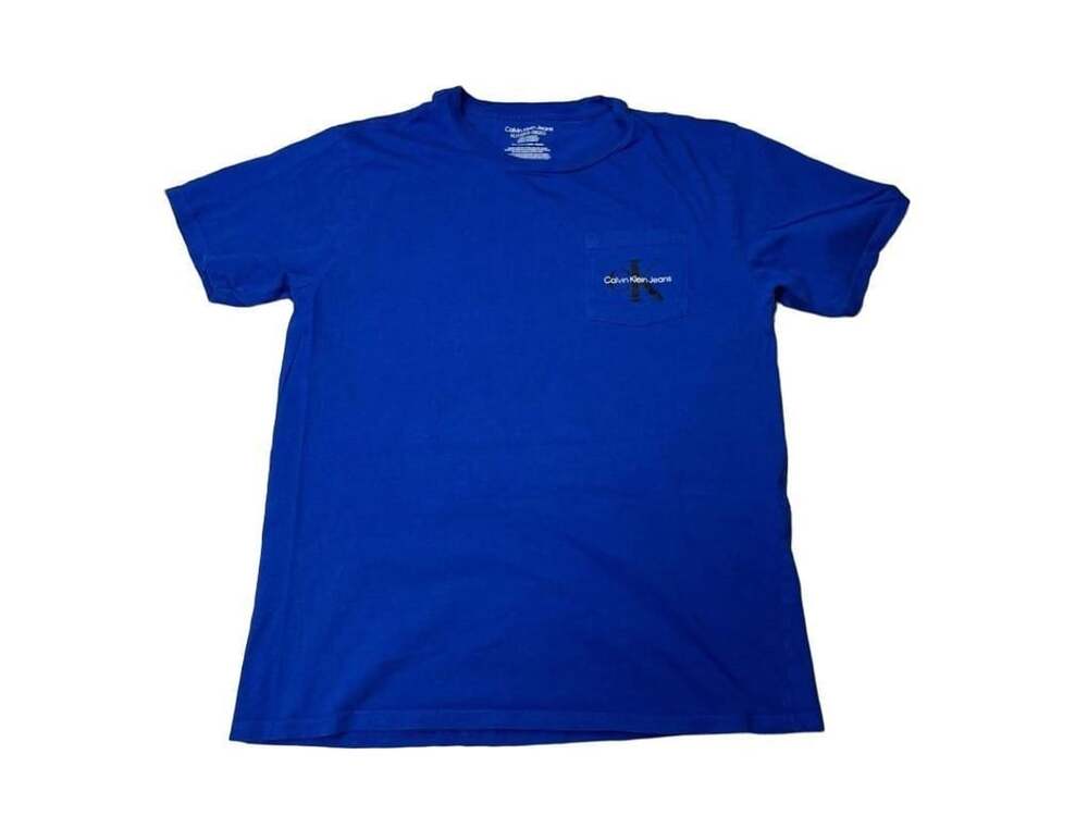 Calvin Klein Jeans Pocket T-Shirt Size XL/TG/EG (18/20) YOUTH Blue Cotton